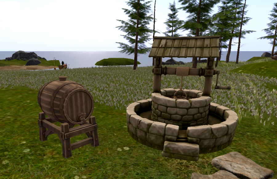 My first set of new stuff for the Viking (respectively medieval) age, is ready to go public: a water well and a water barrel (storage). Of course, giveaways and MCT.